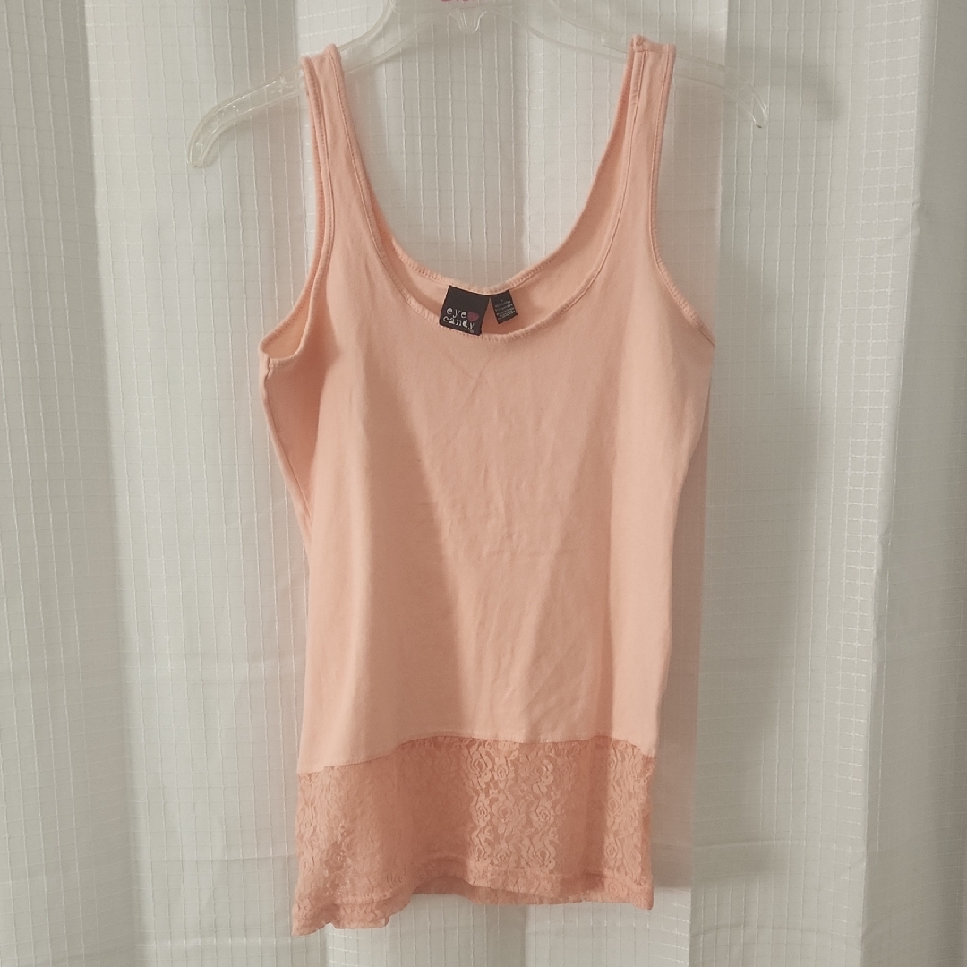 Eyecandy Sz Large Pink Tank Top. Lace Bottom. Y2k
